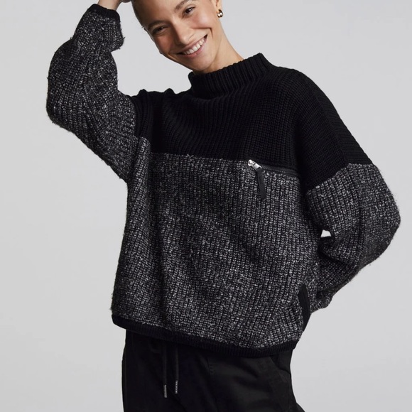 Varley Sweaters - Varley black and grey Darwell sweater